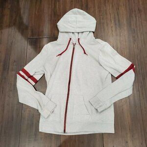 ZINE Gray and burgundy Full Zip Hoodie Sweatshirt  Sz: M Light weight summer